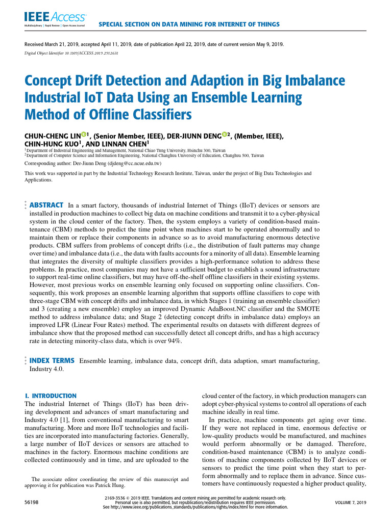 Concept Drift Detection and Adaption in Big Imbalance Industrial IoT ...