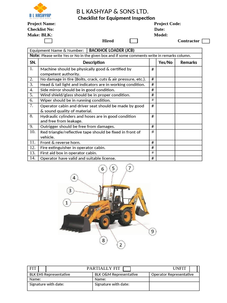 Equipment Inspection Checklist | PDF | Equipment | Manufactured Goods