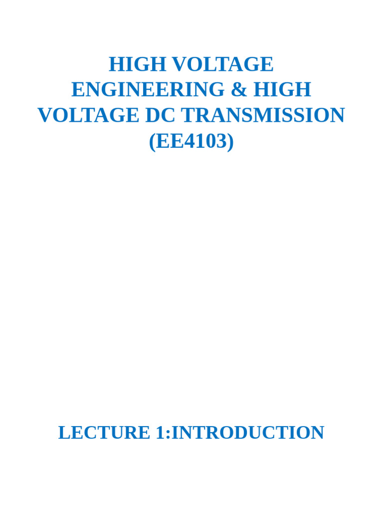 High Voltage Engineering Overview | PDF | Electrical Breakdown | Ionization