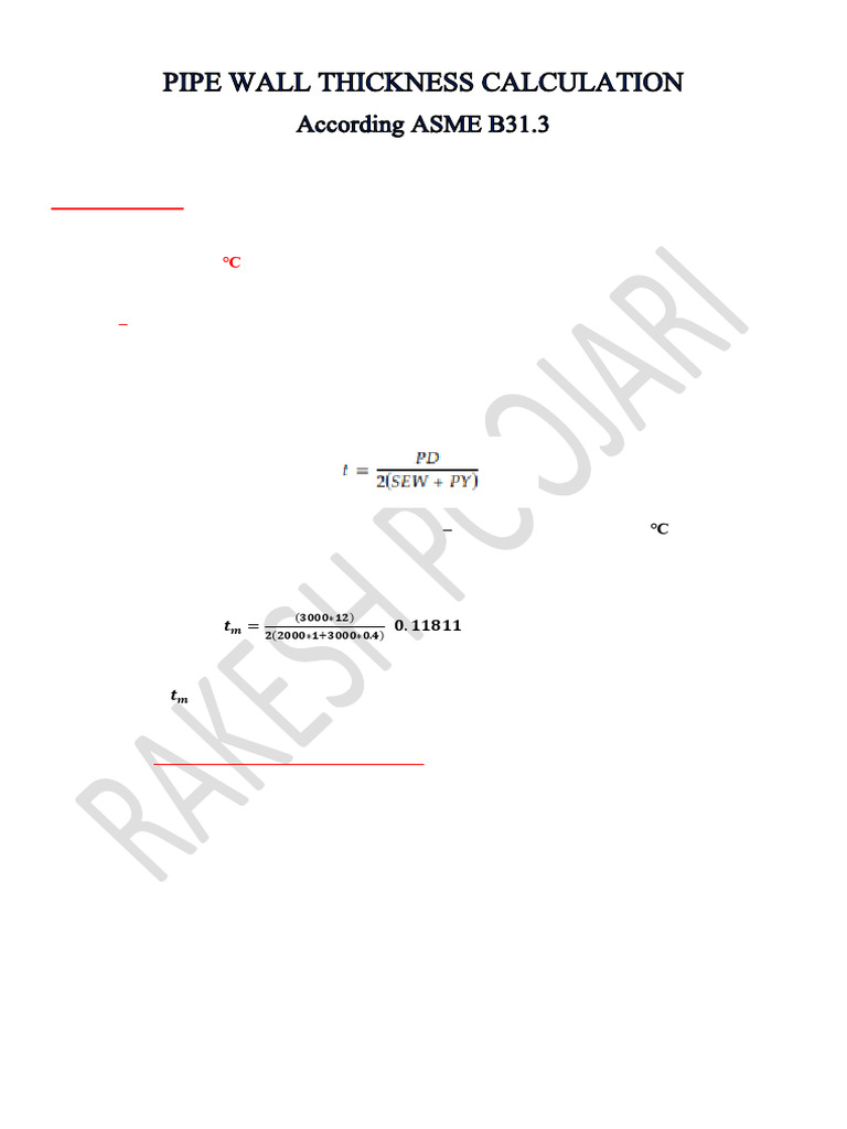 Pipe Design Specifications and Calculations | PDF