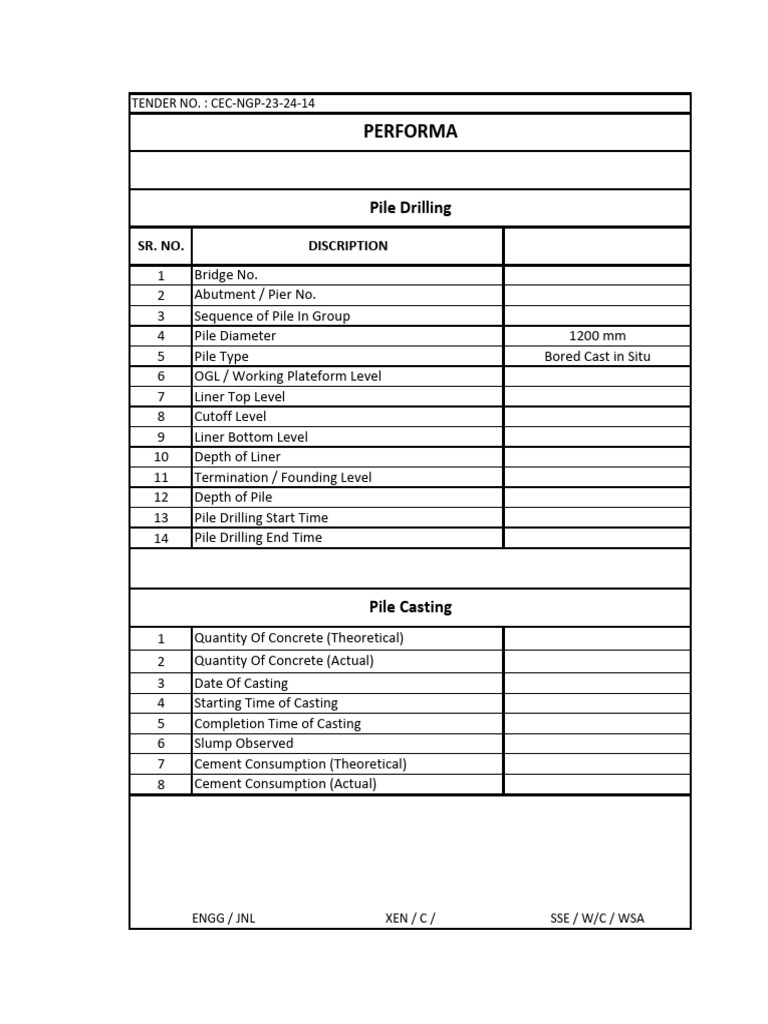 Pile Drilling and Casting Report | PDF