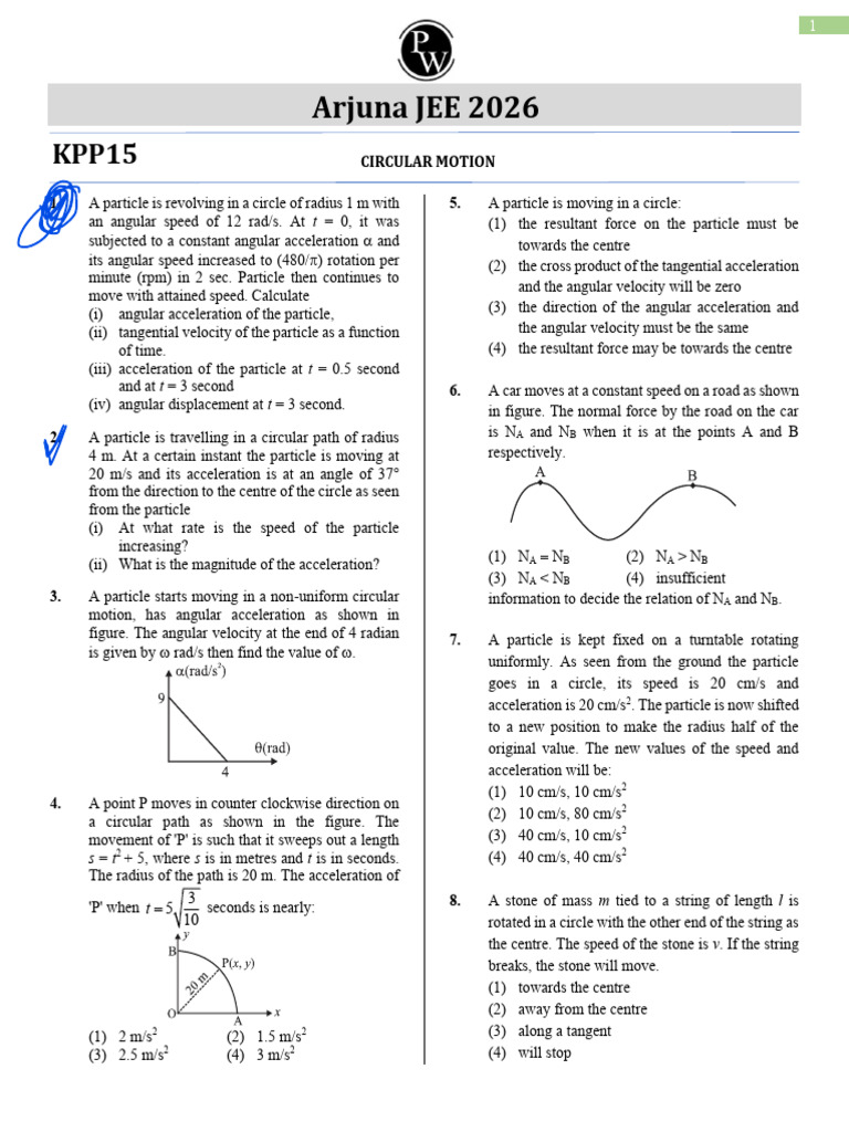 Circular Motion Problems and Solutions | PDF | Acceleration | Kinematics