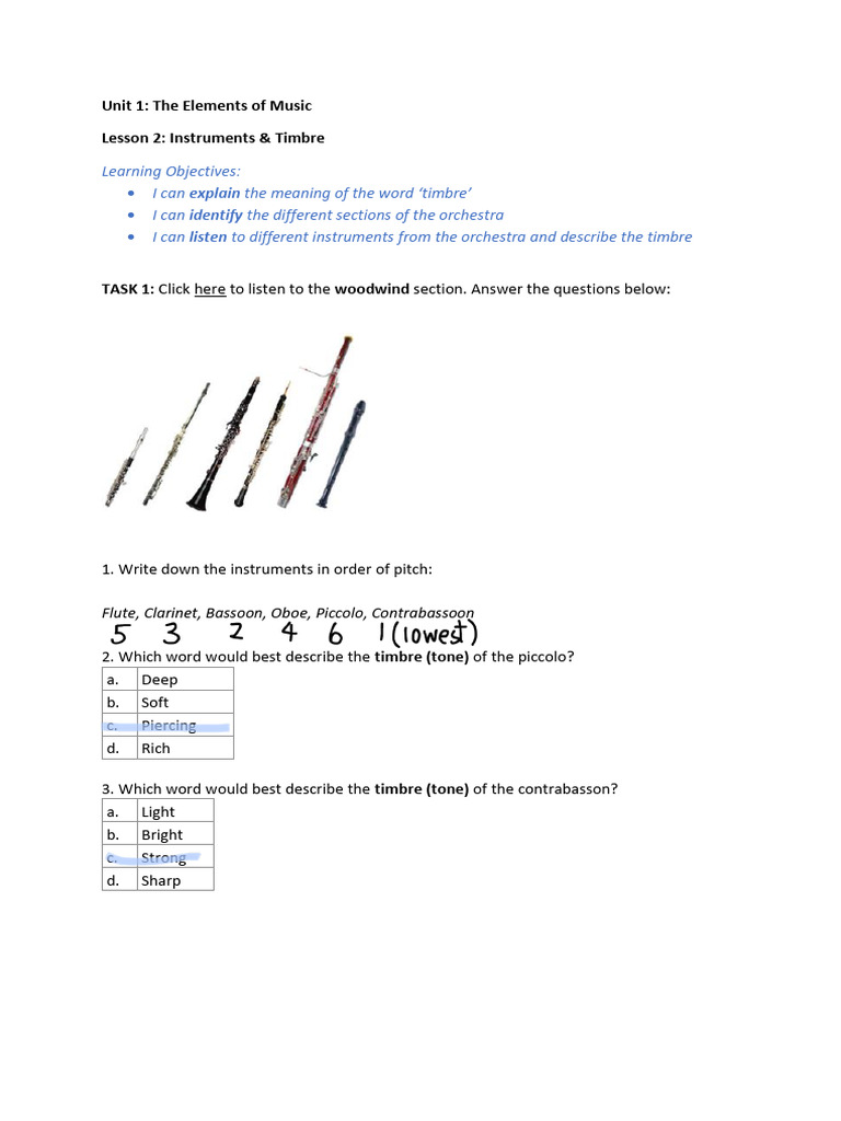 Lesson 2 Instruments & Timbre | PDF