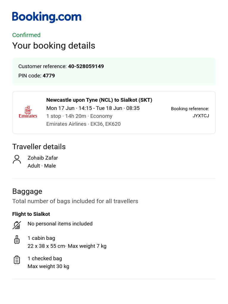 40 528059149 Booking Details | PDF