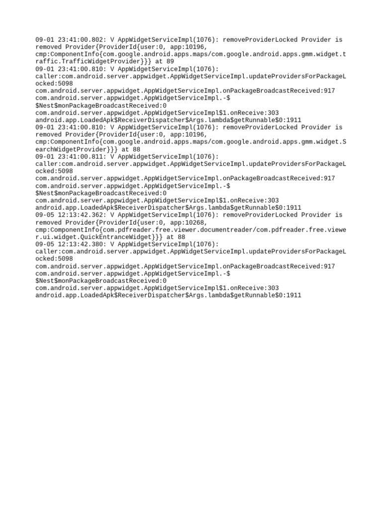 App Widget Provider Removal Logs | PDF