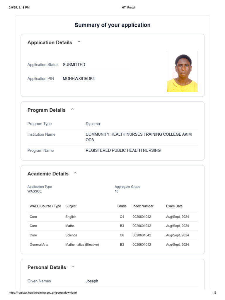 Public Health Nursing Application Summary | PDF