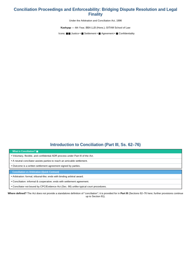 Conciliation Process Under Arbitration Act | PDF | Public Law | Common Law