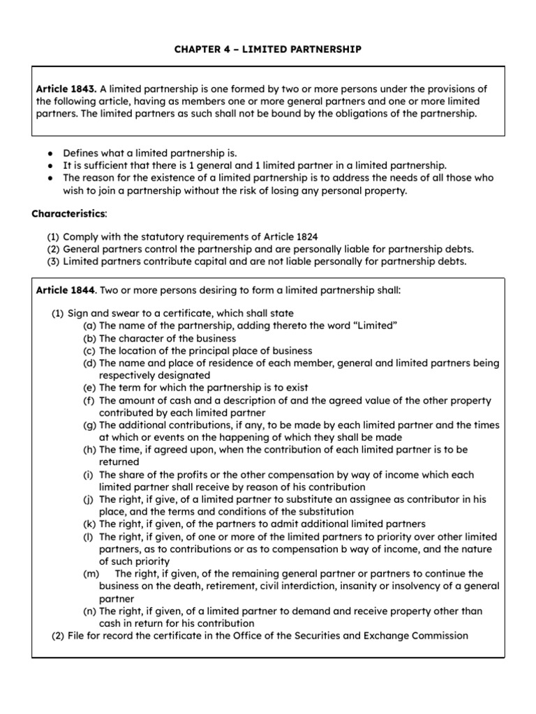 Understanding Limited Partnerships | PDF | Limited Partnership ...
