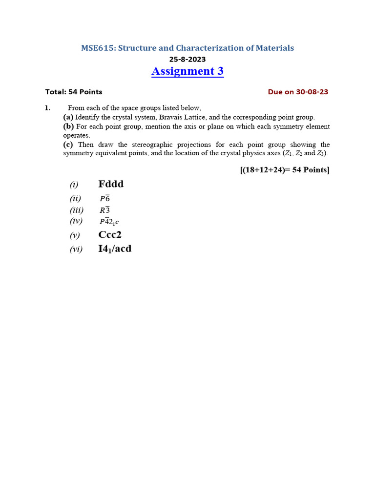 MSE615 Assignment 3 Overview | PDF | Crystal Structure | Biophysics