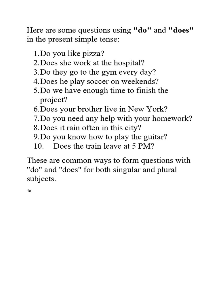 Qesstion With Do or Does | PDF