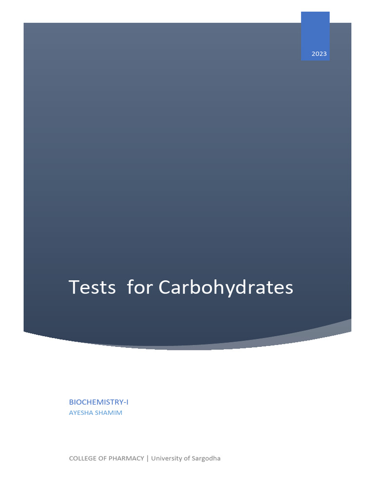 Tests For Carbohydrates | PDF | Carbohydrates | Polysaccharide