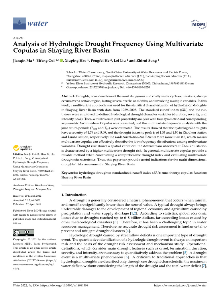 Hydrologic Drought Analysis in Shaying Basin | PDF | Probability ...