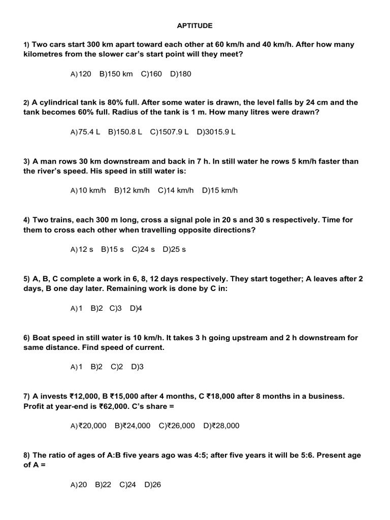 Aptitude and Technical Questions Guide | PDF | Amplifier | Computer ...