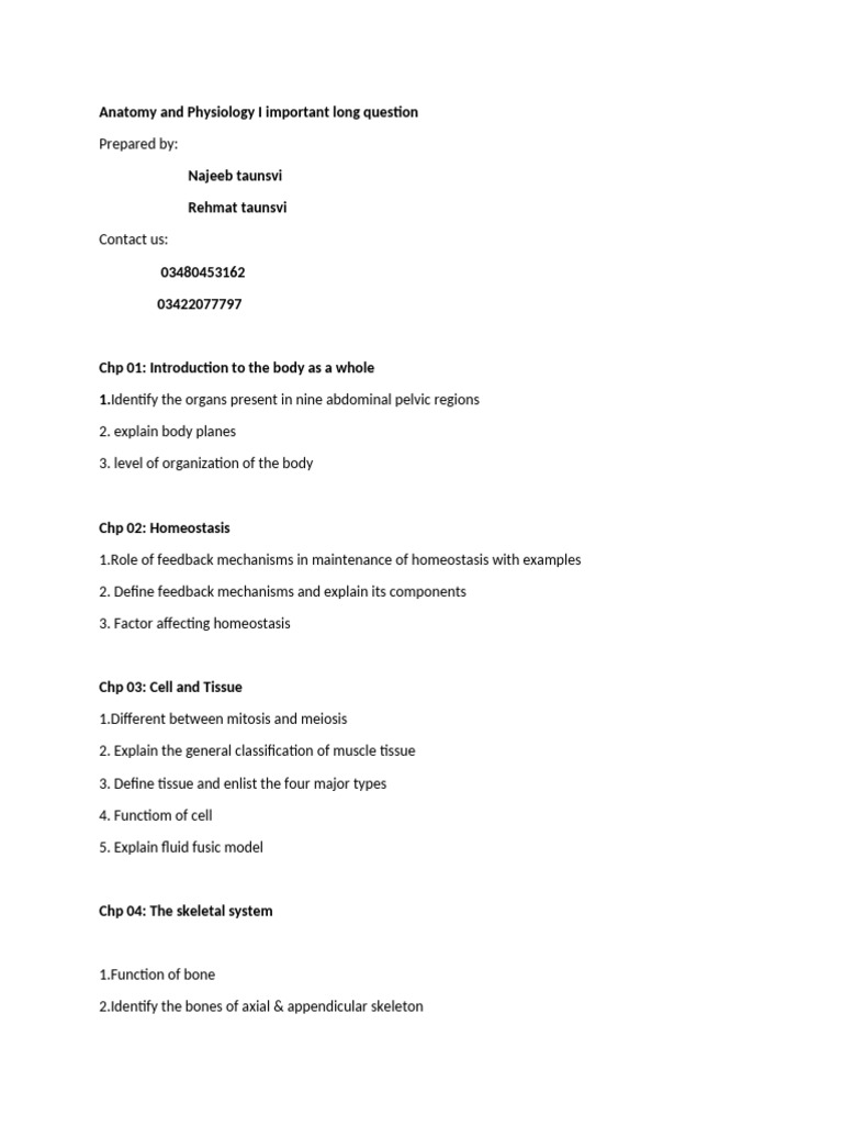 Anat Important Long Question | PDF | Circulatory System | Anatomical ...