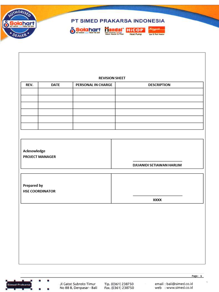 Contoh Hse Plan Subcont PDF 1 | PDF