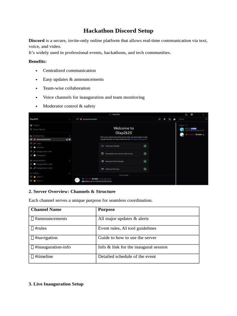Hackathon Discord Server Setup Guide | PDF