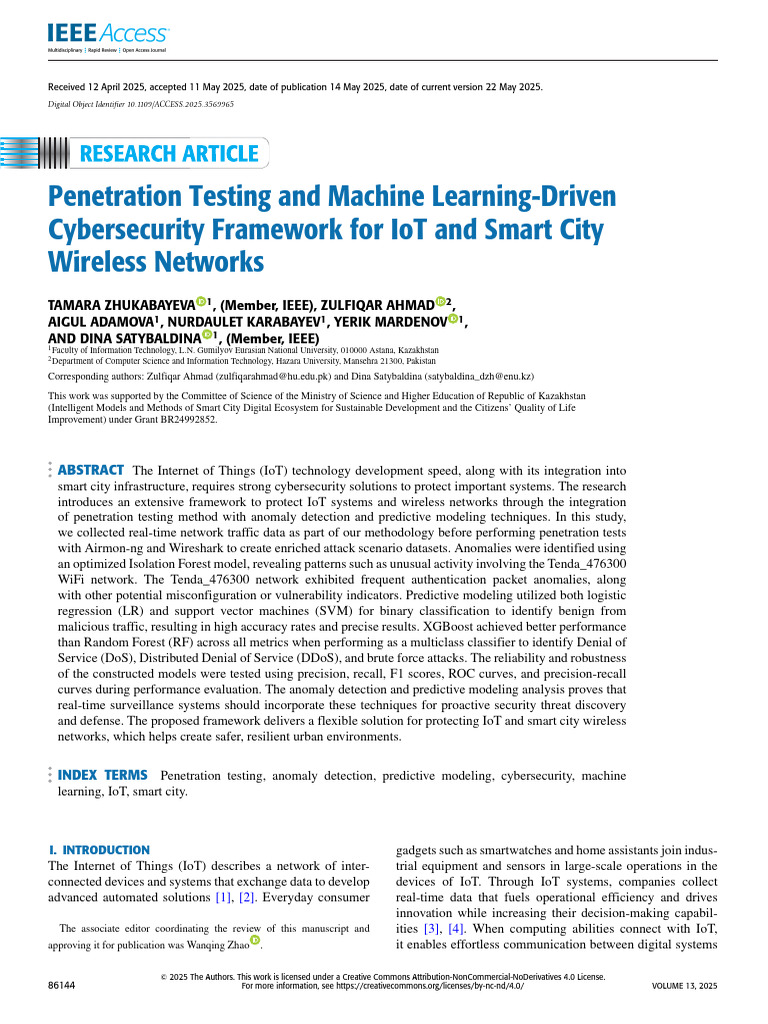 IoT Cybersecurity Framework with ML | PDF | Internet Of Things ...