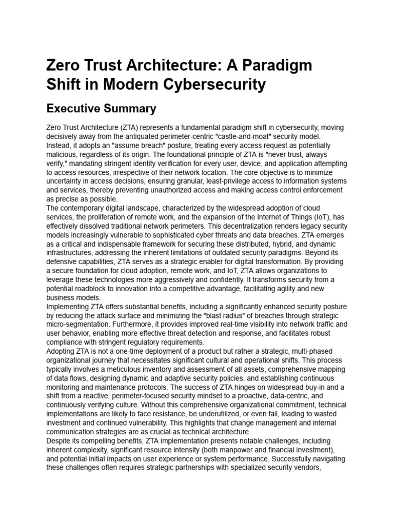 Zero Trust Architecture Overview | PDF | Security | Computer Security
