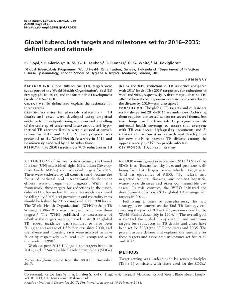 Global TB Targets 2016-2035 Explained | PDF | Tuberculosis | World ...