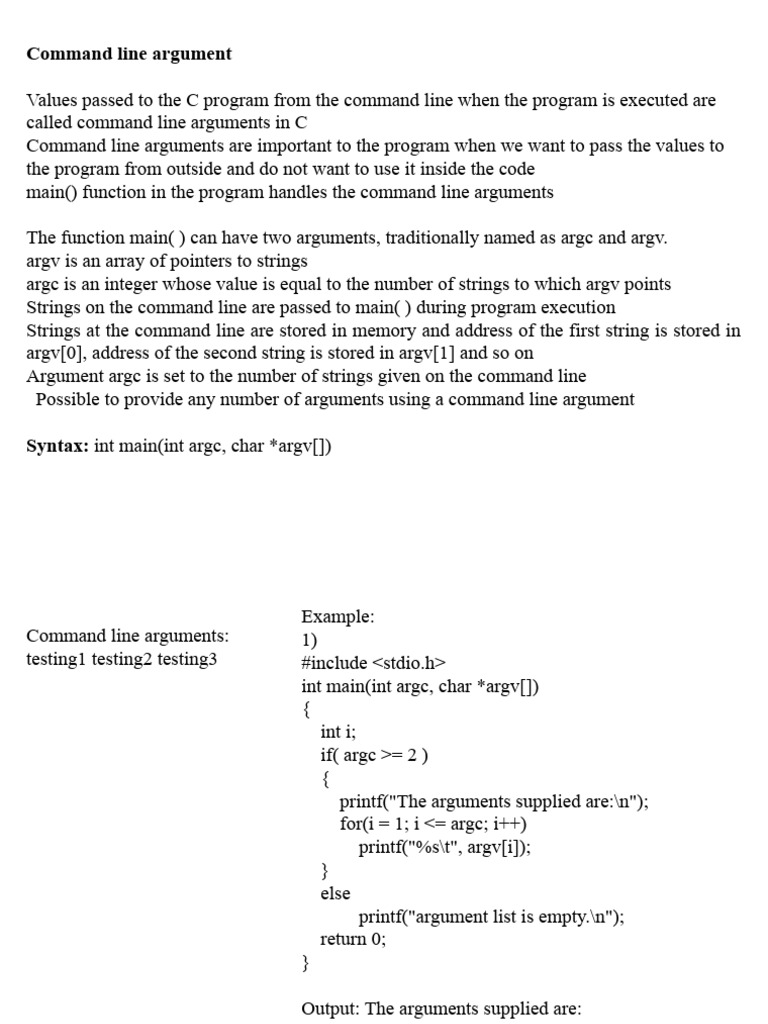 Understanding Command Line Arguments in C | PDF | Integer (Computer ...