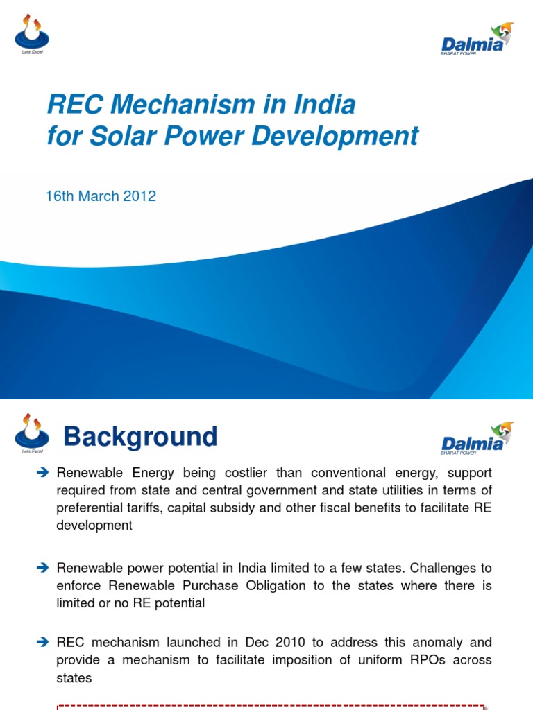 Rec Mechanism In India | Ministry of Power Redesigns Renewable Energy ...