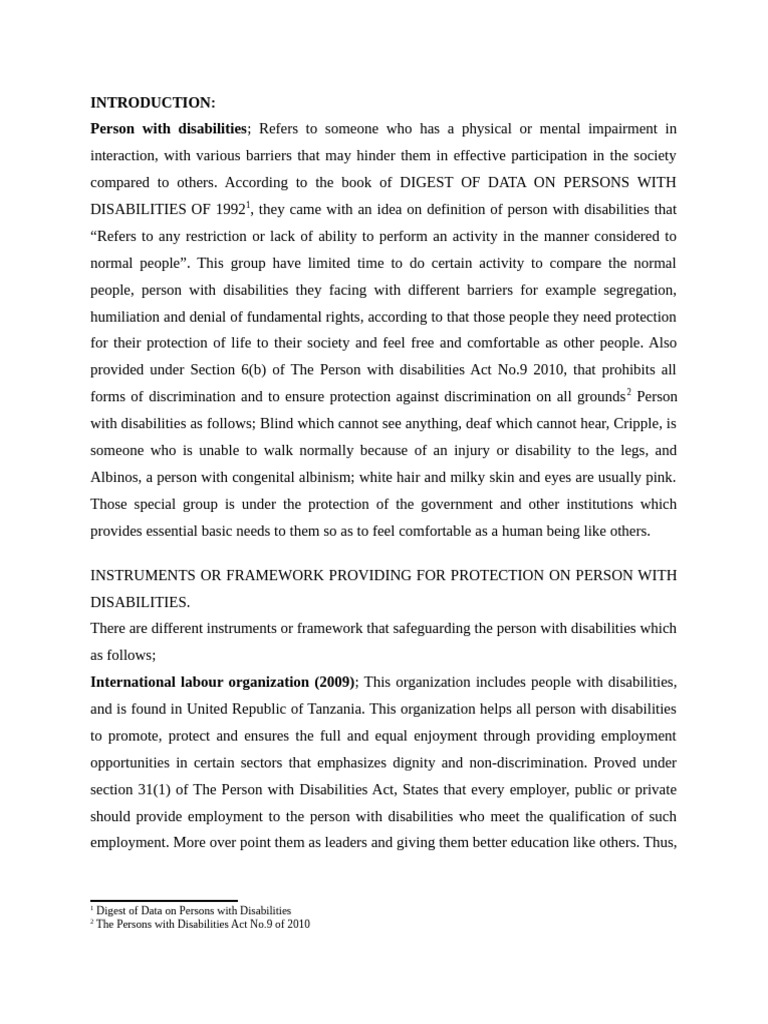 Protection of Persons with Disabilities | PDF | Disability | Discrimination