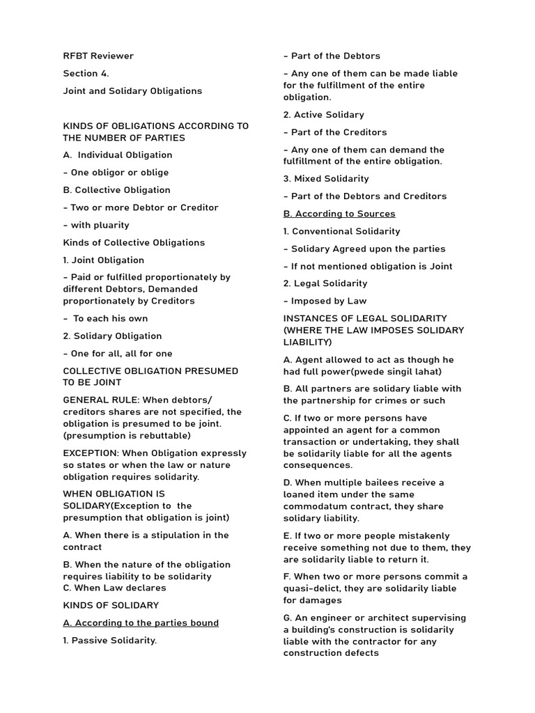 Oblicon Sec4 Joint Solidary | PDF | Debt | Liability (Financial Accounting)