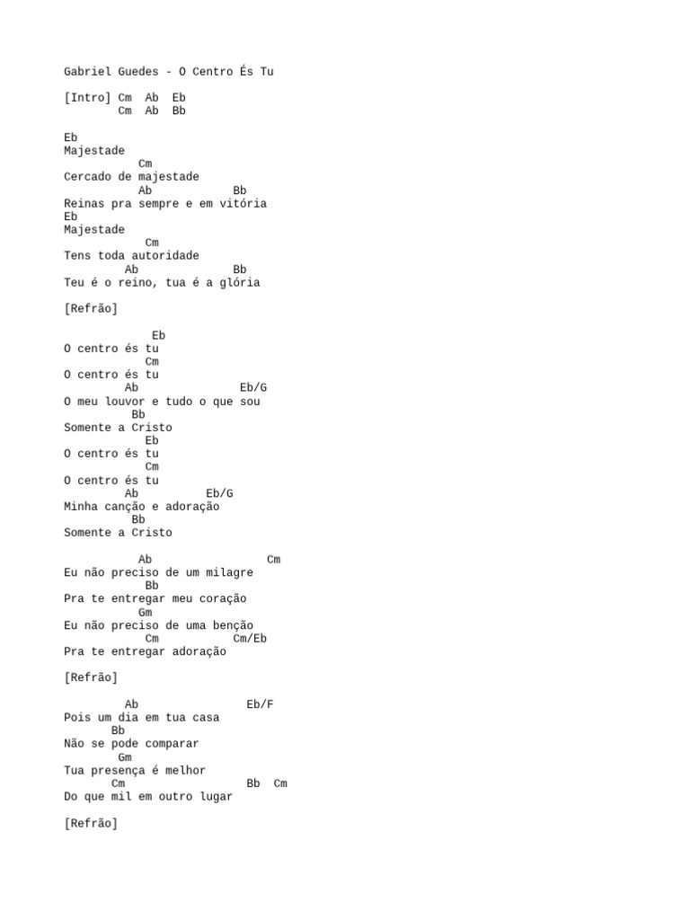 O Centro És Tu - Letra e Acordes | PDF