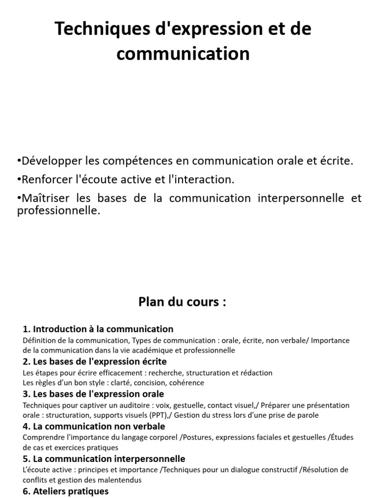 Techniques de Communication Efficaces | PDF | Communication non verbale ...