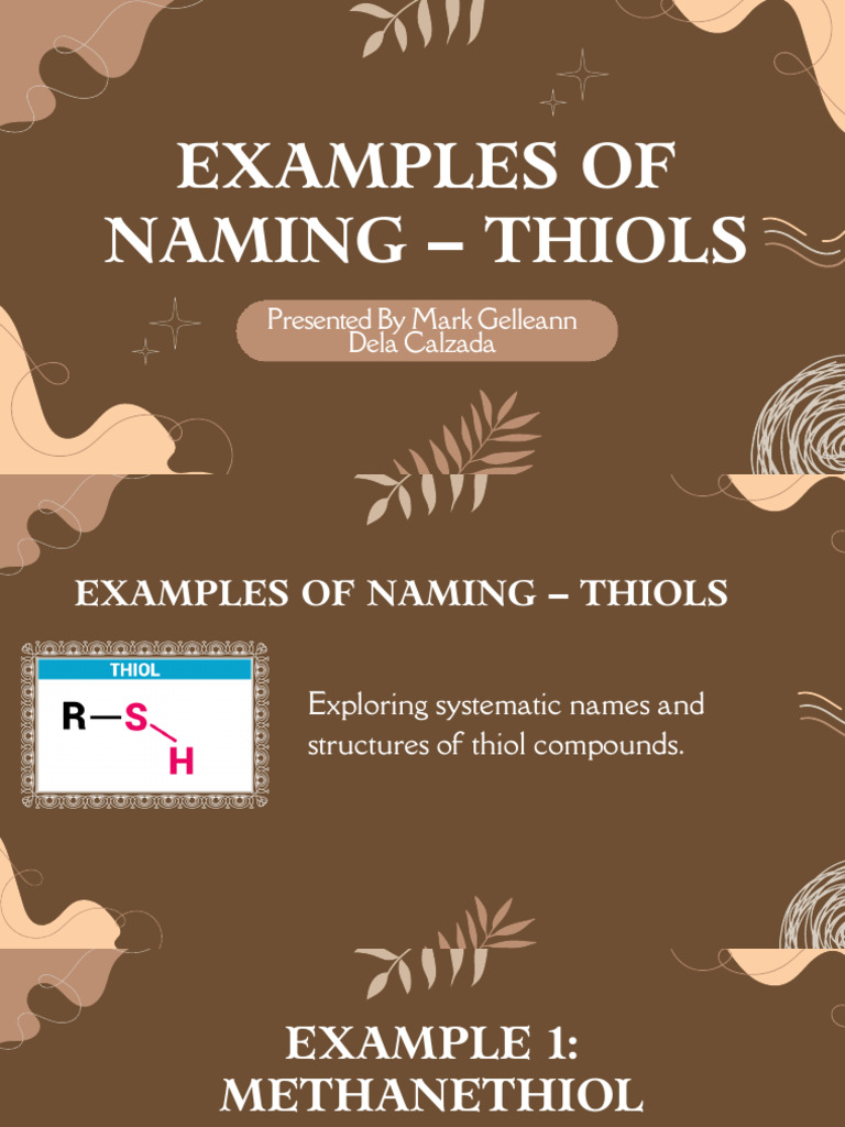 Thiol Naming Examples and Guidelines | PDF