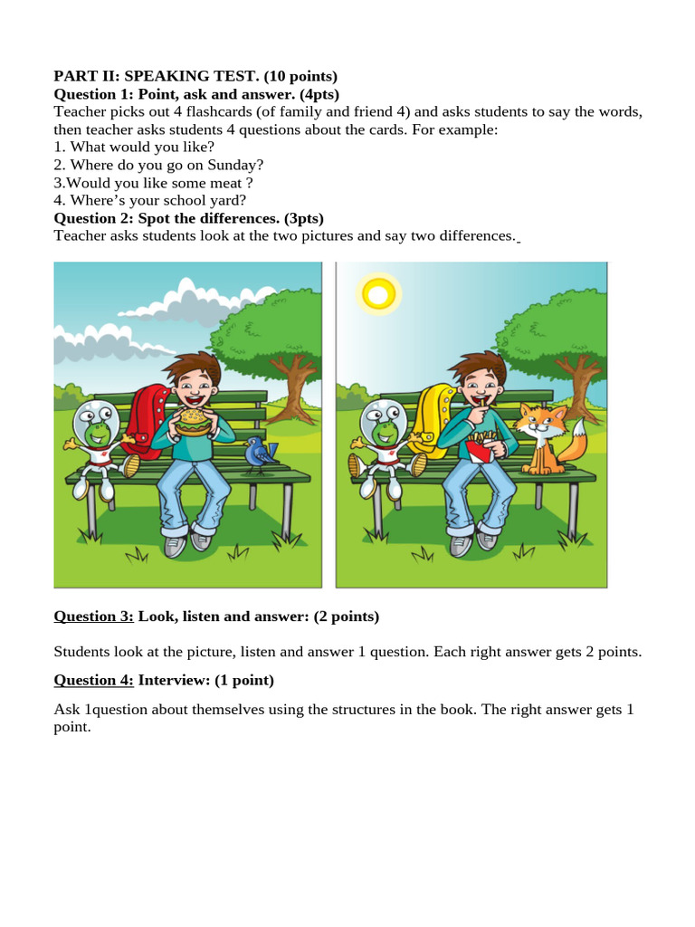 Speaking Test Format and Scoring Guide | PDF