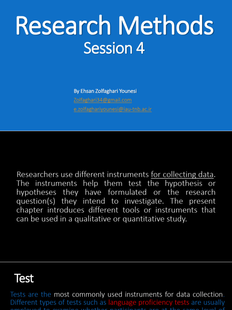 Research Instruments for Data Collection | PDF | Quantitative Research ...