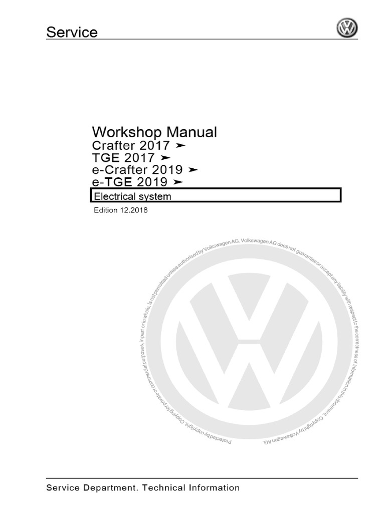 VW Crafter SY/SZ Ab 2017: Schaltplan / Stromlaufplan Als PDF-Werkstatthandbuch (Deutsch)
