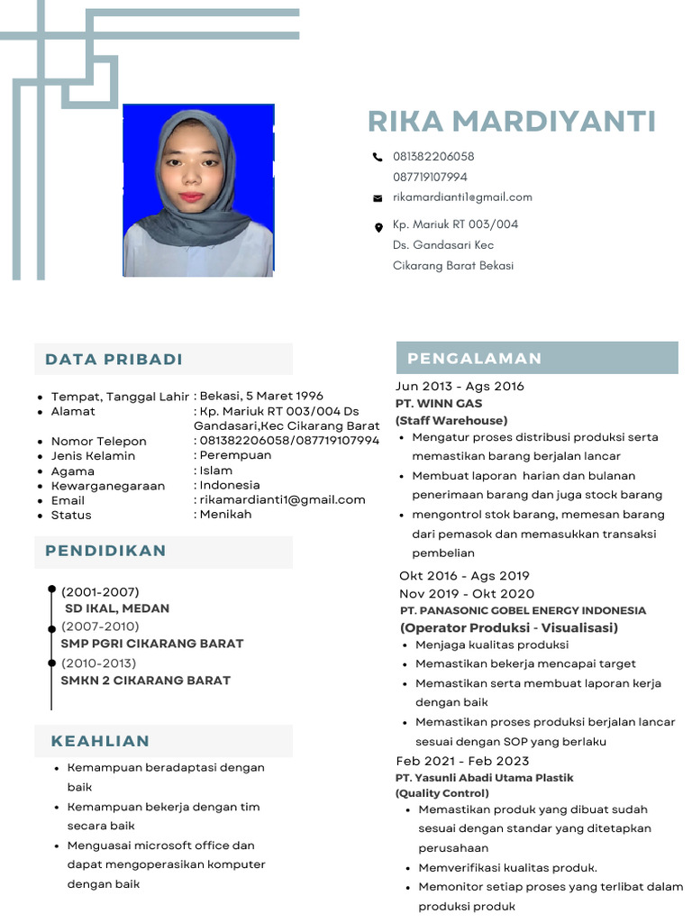 Profil Rika Mardiyanti: Pengalaman Kerja dan Keahlian | PDF
