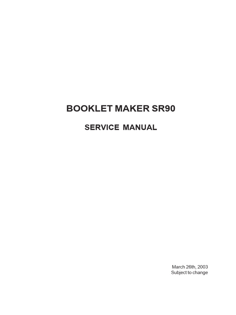 Booklet Maker SR90 Service Manual | PDF | Switch | Electrical Connector