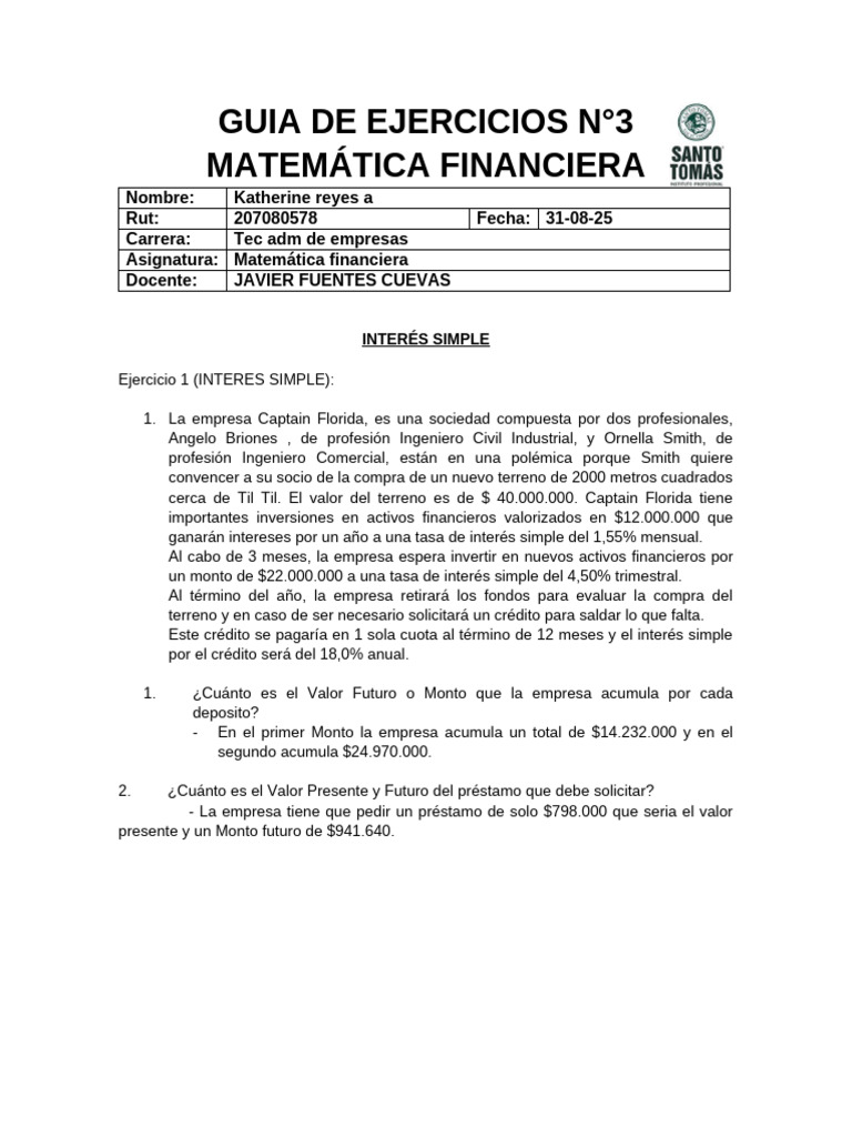 Ejercicios de Interés Simple en Finanzas | PDF | Deuda | Interés