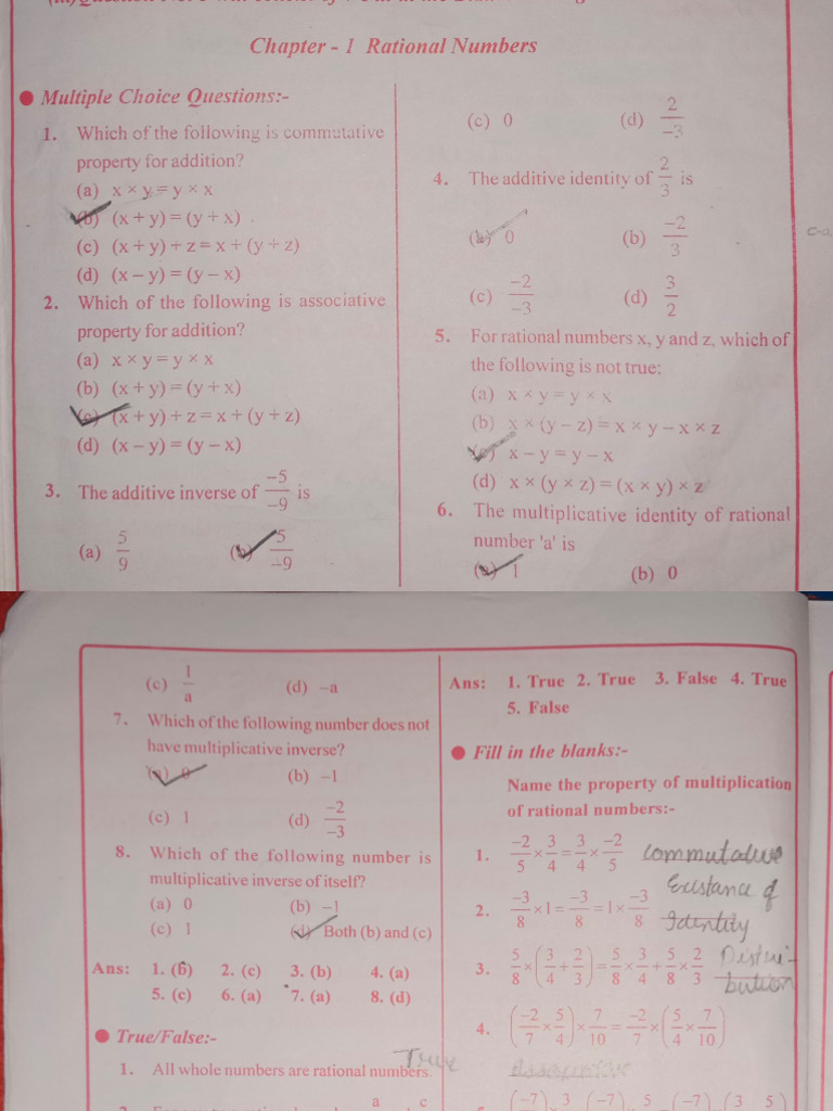 Rational Numbers and Linear Equations Quiz | PDF | Equations | Algebra