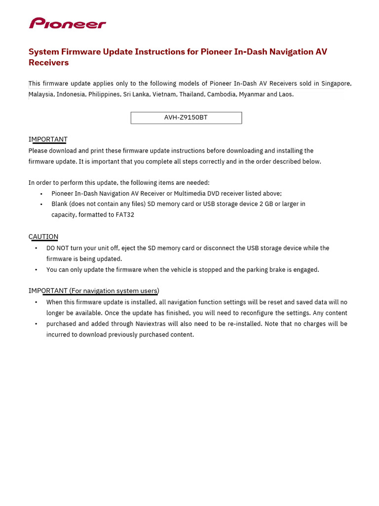 Pioneer AV Receiver Firmware Update Guide | PDF | Computer File ...