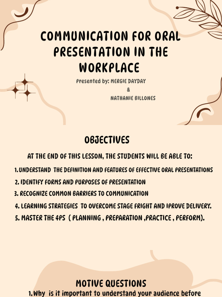 Communication For Oral Presentations in The Workplace | PDF | Public ...