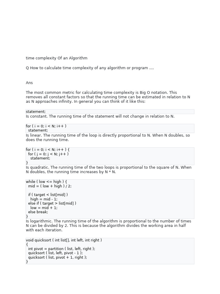 Understanding Algorithm Time Complexity | PDF
