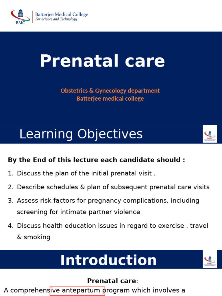 Essential Prenatal Care Guidelines | PDF | Pregnancy | Prenatal Development