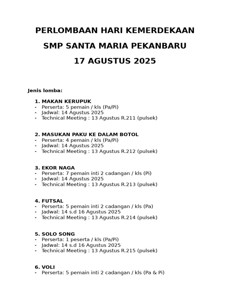 Lomba Kemerdekaan 2025-Osis Smjhs | PDF