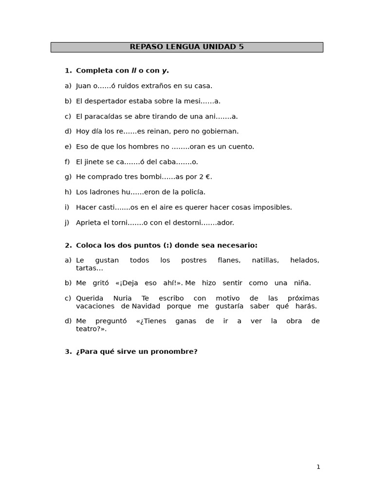 Repaso de Pronombres y Ortografía | PDF | Pronombre