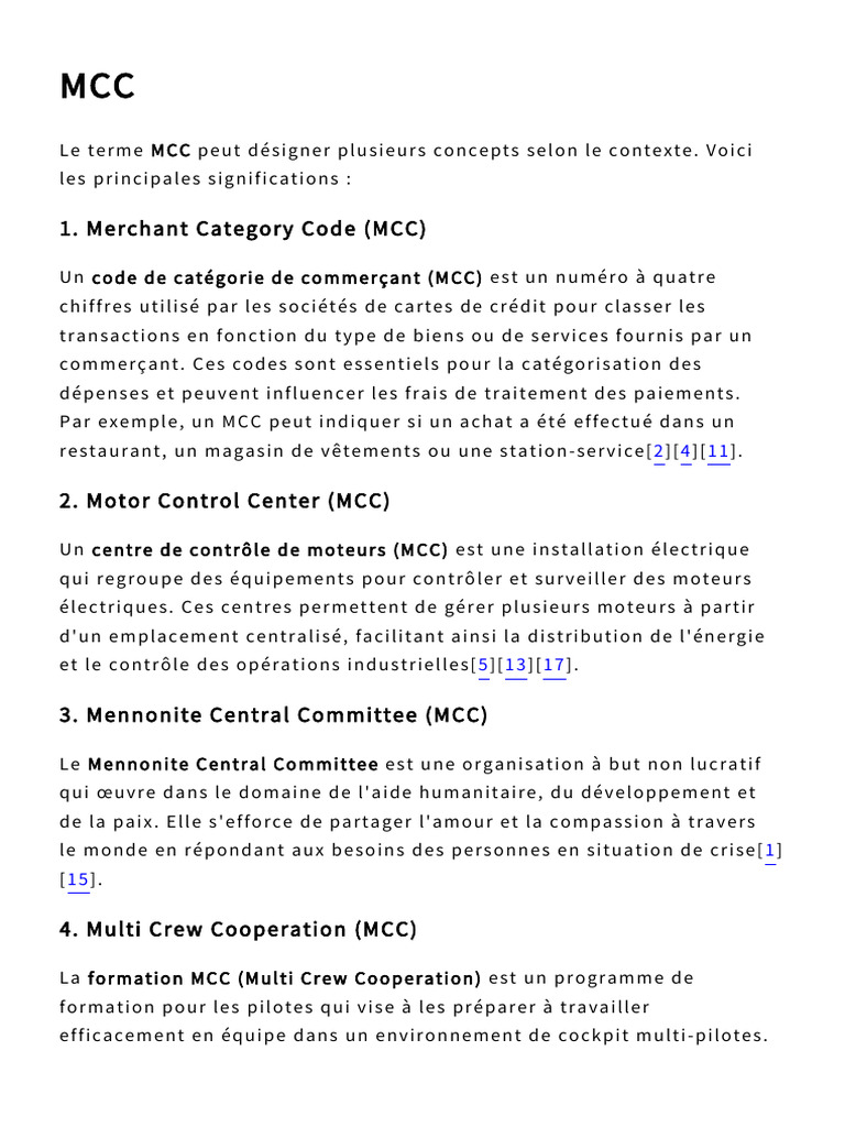 Comprendre les codes MCC et leurs usages | PDF