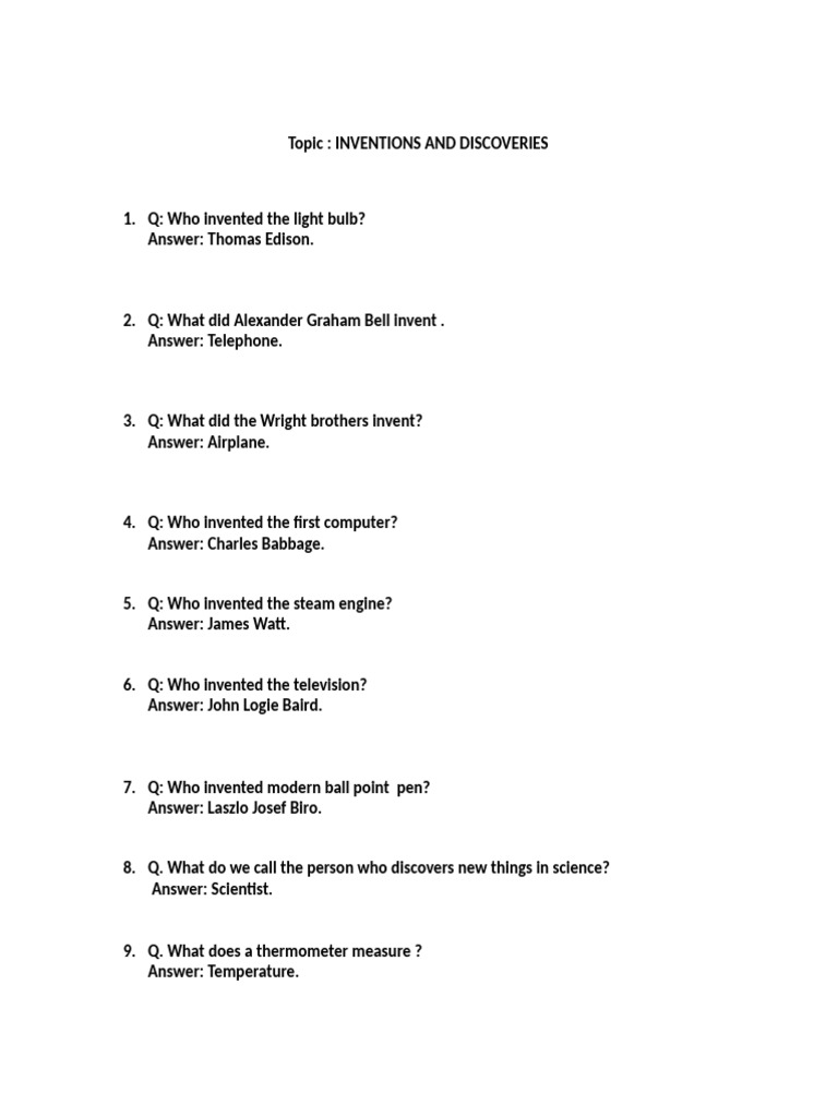 Key Inventions and Discoveries Explained | PDF