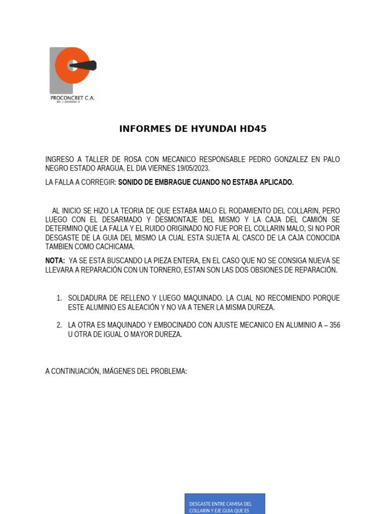 Informes de Hyundai Hd45 | PDF