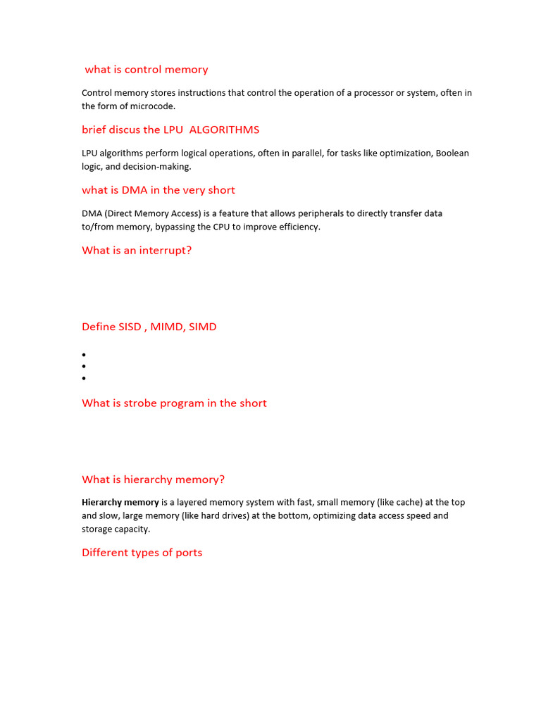 What Is Control Memory: Sisd Simd Mimd | PDF | Computer Data Storage |  Central Processing Unit