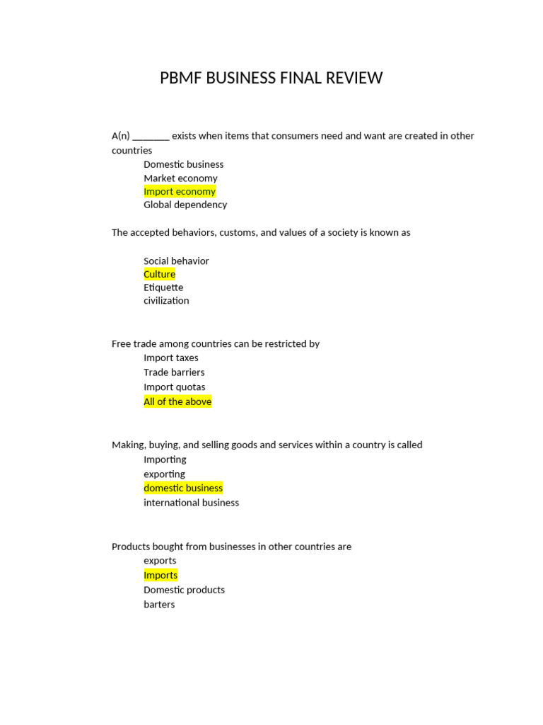 PBMF Business Review Summary | PDF | Balance Of Trade | Currency