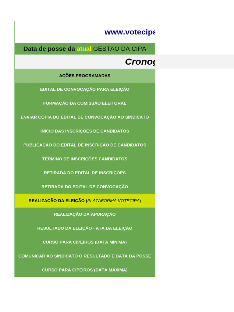 Cronograma do Processo Eleitoral da CIPA | PDF | Eleições | Governo