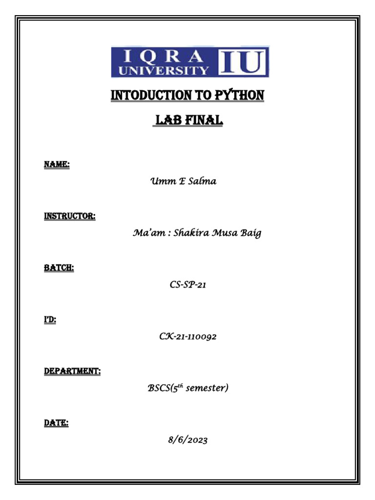 Python Lab Final Project Examples | PDF